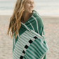 Ruby Mint Meriwether teal and ivory cotton beach towel, image 3 of 4