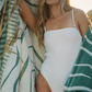 Ruby Mint Meriwether teal and ivory cotton beach towel, image 4 of 4