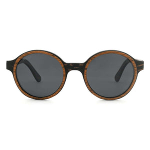 JOPLINS Pepe Polarized Round Wood Sunglasses in Ebony and Burl, view 2