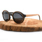 JOPLINS Pepe Polarized Round Wood Sunglasses in Ebony and Burl, view 5