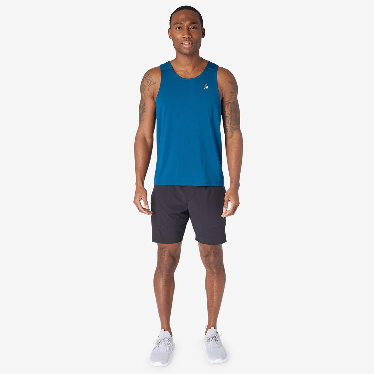 Greatness Wins Performance Training Tank in Superior Blue, view 2