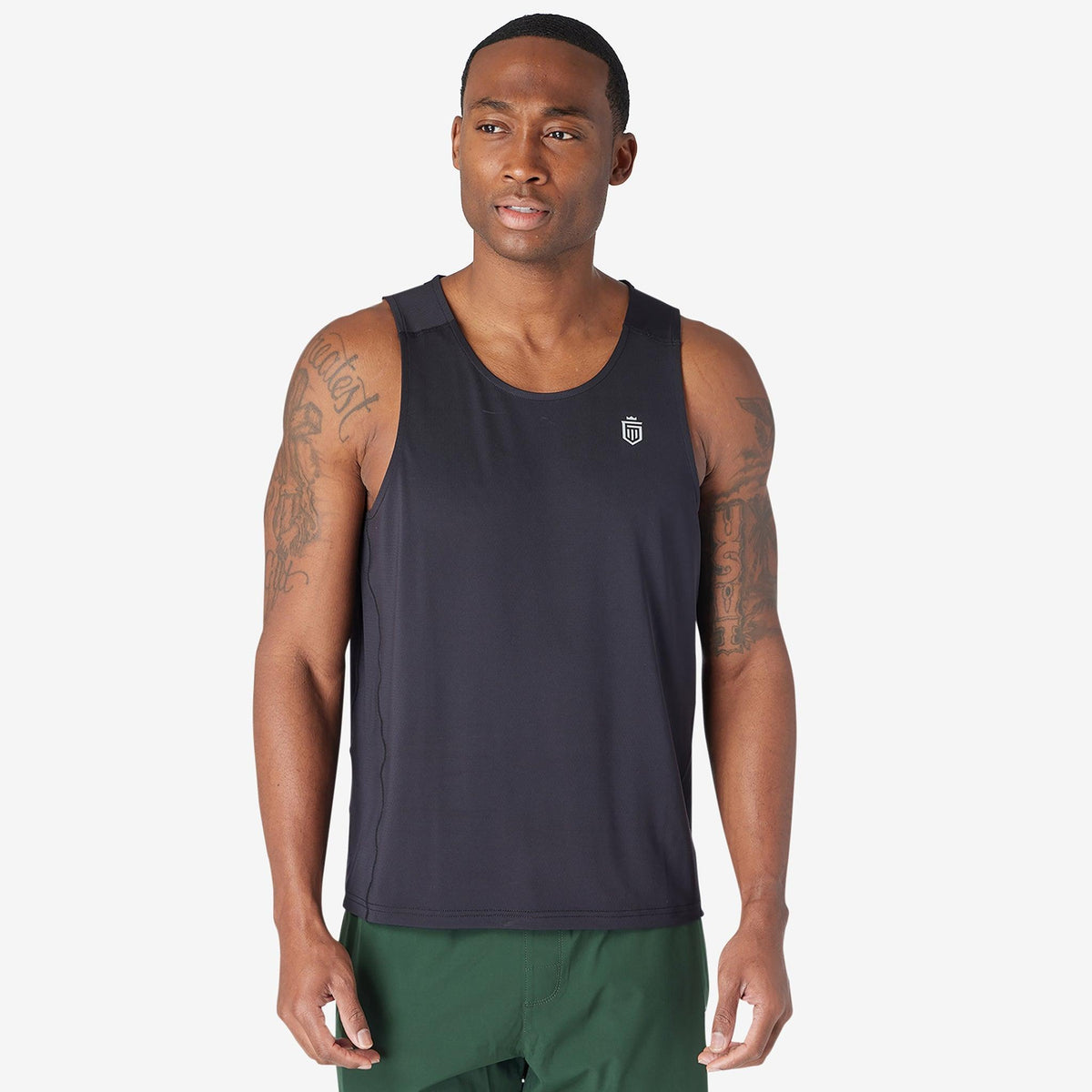 Greatness Wins Performance Training Tank in Black, view 3