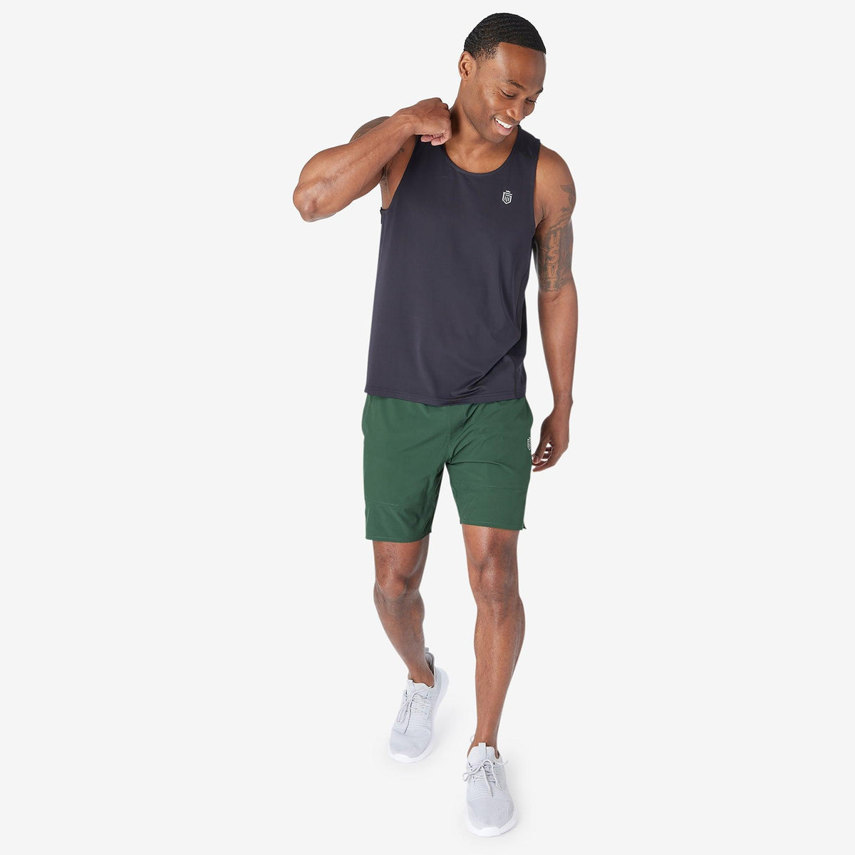 Greatness Wins Performance Training Tank in Black, view 2