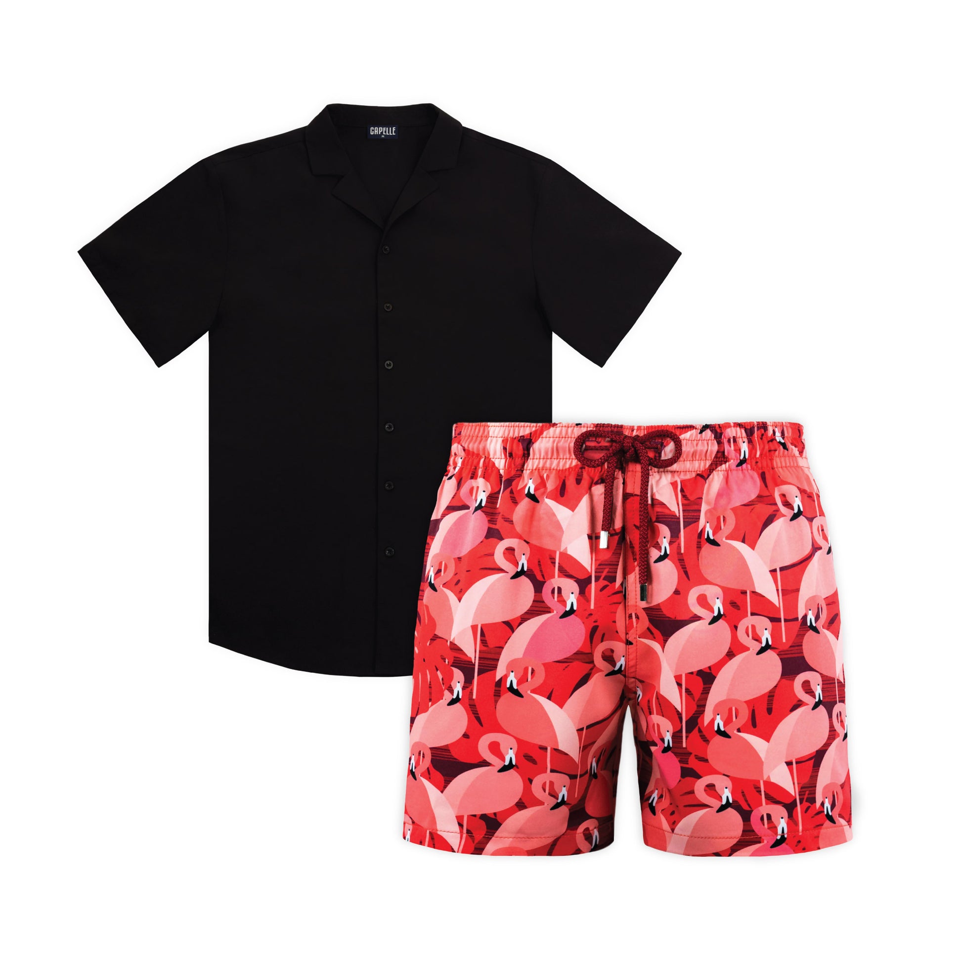 length:all pink flamingo and black onyx set