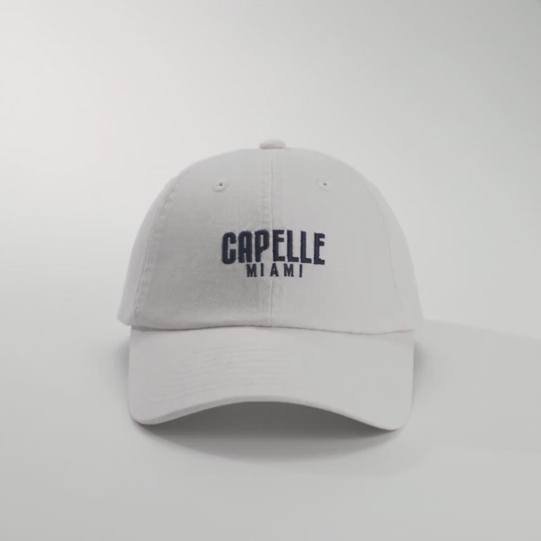 Arctic White Crew Unstructured Cotton Dad Hat, product video, Capelle Miami
