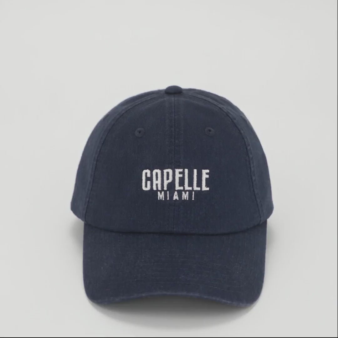 Navy Crew Unstructured Cotton Dad Hat, product video, Capelle Miami