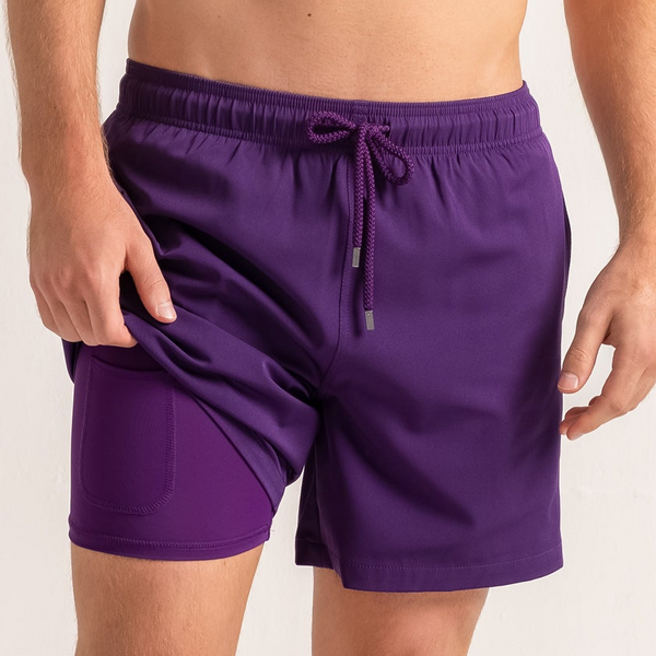 True Purple Men's Hybrid Swim & Active Shorts - CAPELLE MIAMI