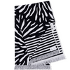 Ruby Mint Remington Oversized Cotton Beach Towel, Black and White Floral Stripe