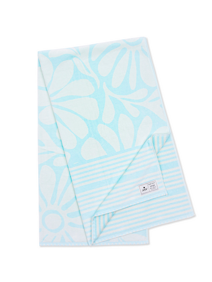 Ruby Mint Rothschild light blue and ivory cotton beach towel, image 1 of 6