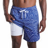 Men’s Premium Compression-Lined Hybrid Shorts – 5XL/6XL 9" Sand Waves - Harbor and Surf