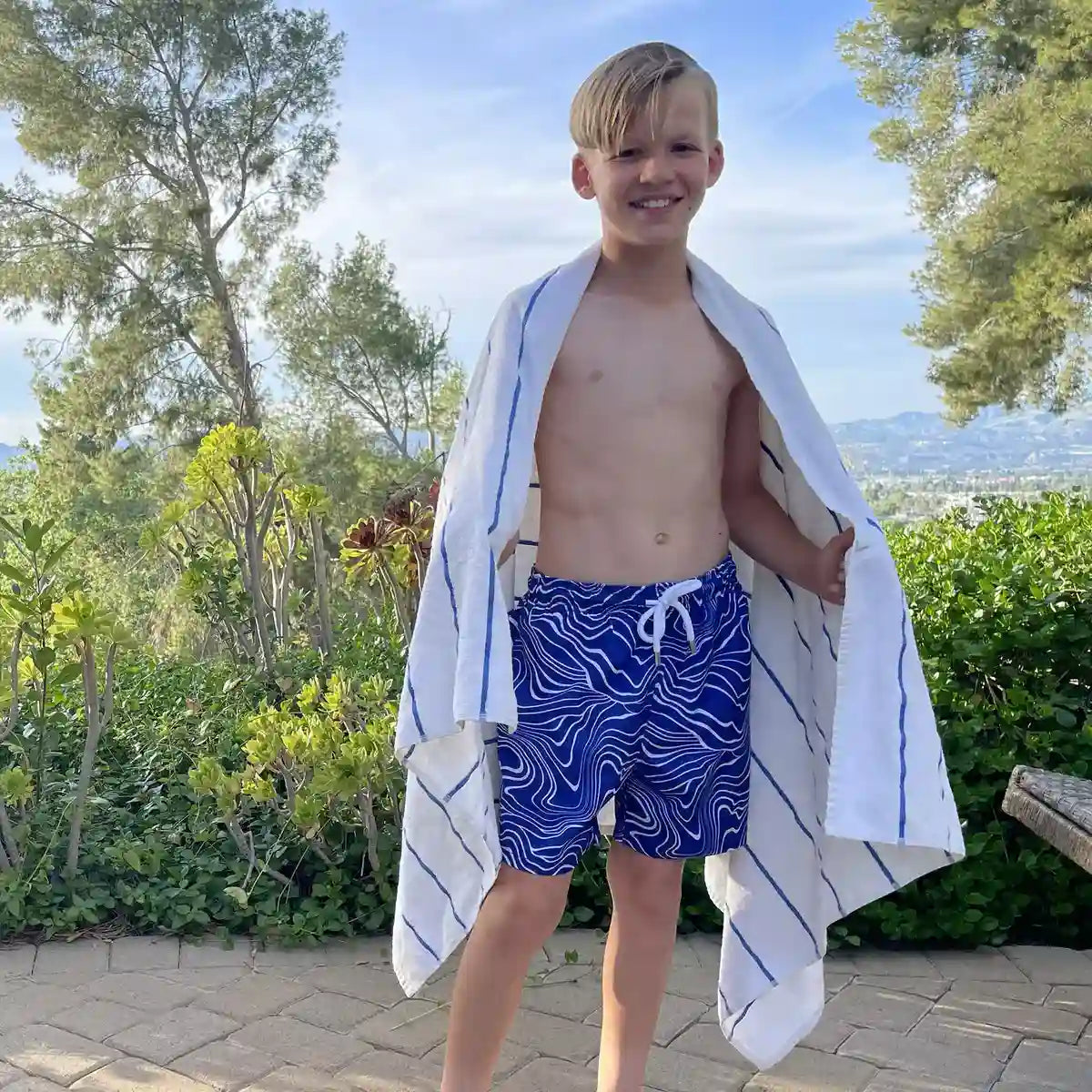 Sand Waves, Harbor and Surf boys hybrid short, worn on model