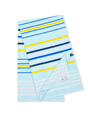 Ruby Mint Stanhope blue, white and yellow cotton beach towel, image 1 of 5