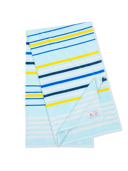 Ruby Mint Stanhope blue, white and yellow cotton beach towel, image 1 of 5