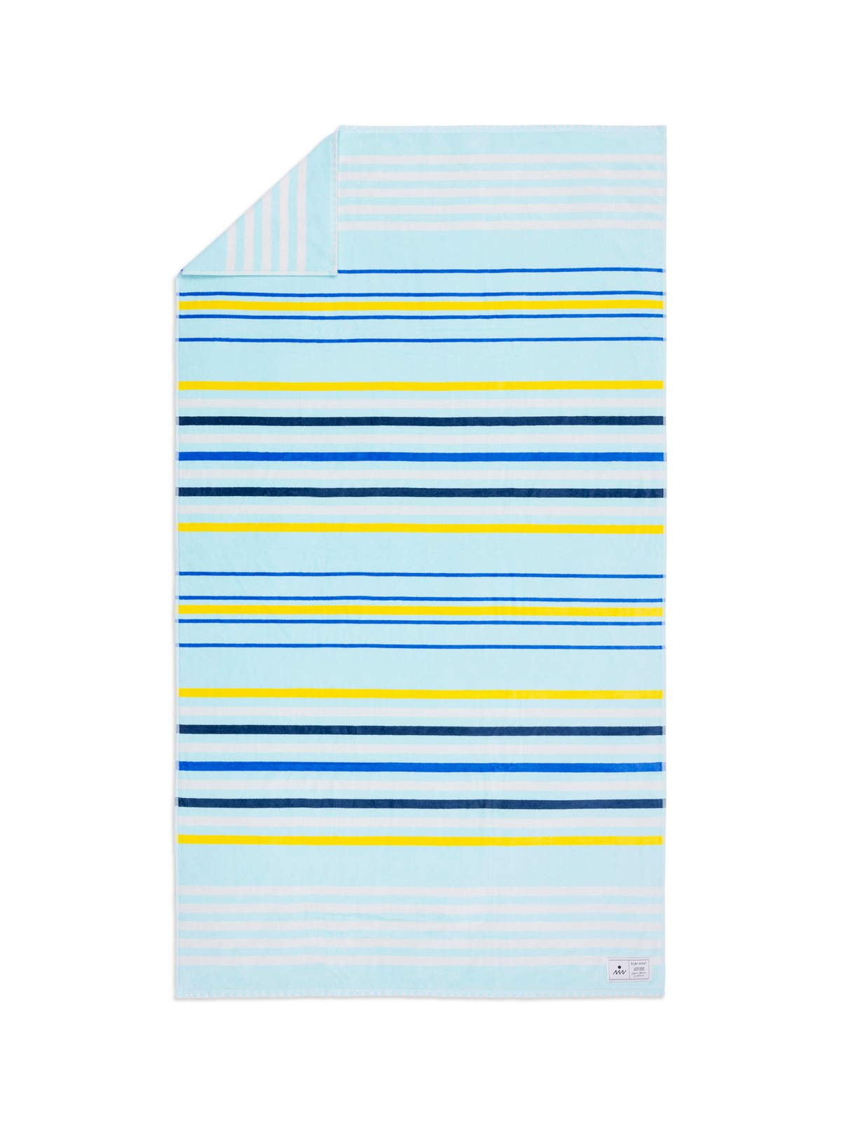 Ruby Mint Stanhope blue, white and yellow cotton beach towel, image 2 of 5