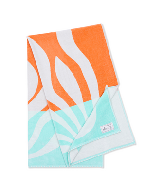 Ruby Mint Fairchild coral and blue cotton beach towel, image 1 of 4