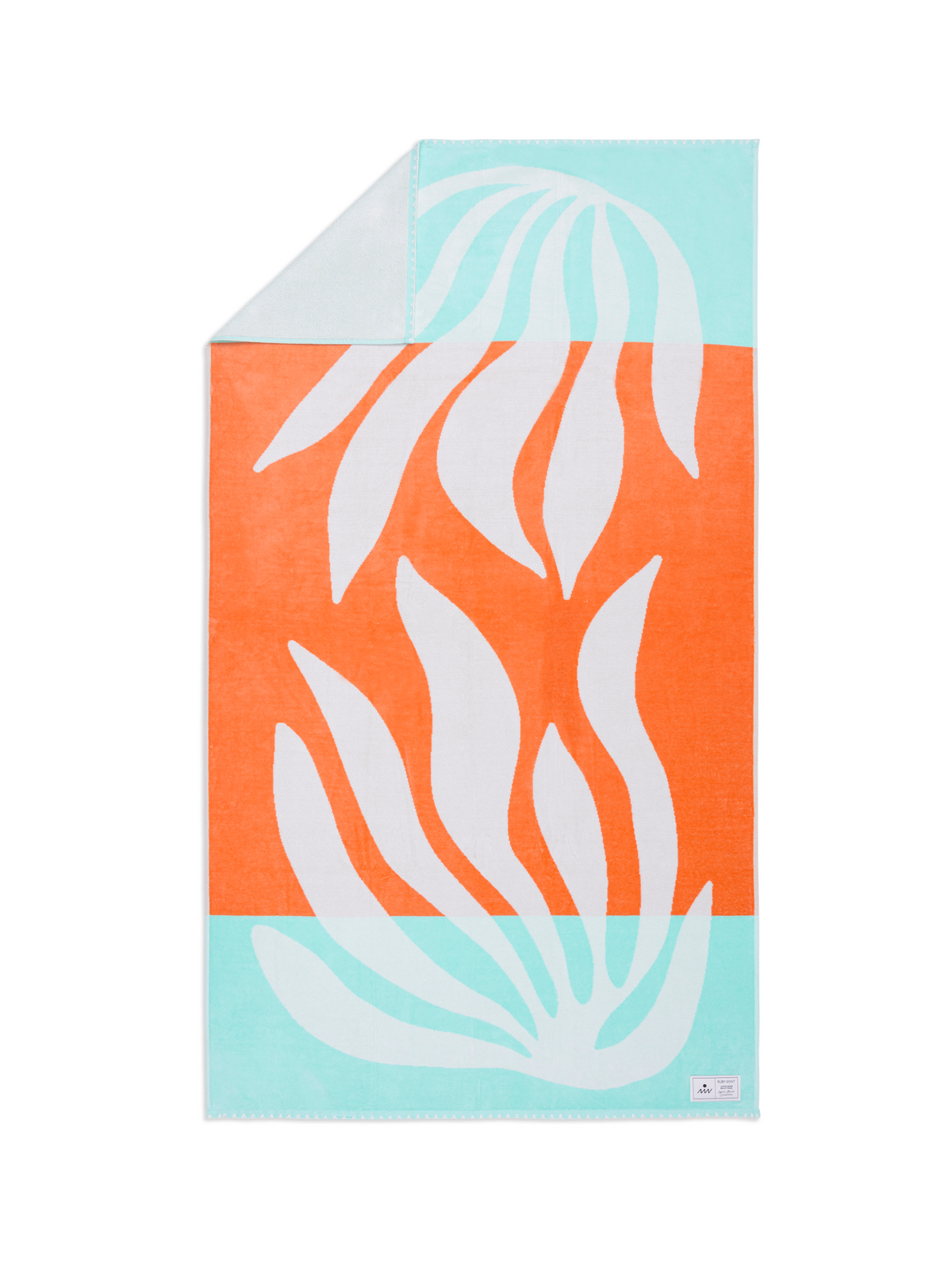 Ruby Mint Fairchild coral and blue cotton beach towel, image 2 of 4