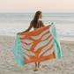 Ruby Mint Fairchild coral and blue cotton beach towel, image 3 of 4