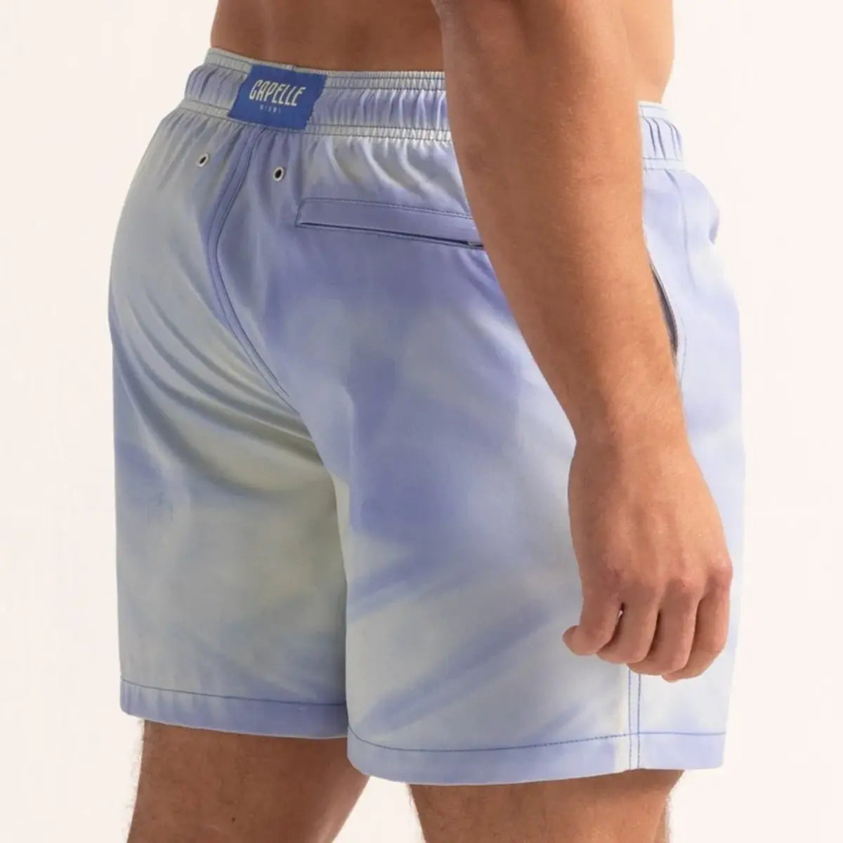 Switch Blue/Mint men's color changing hybrid swim short in blue, back view