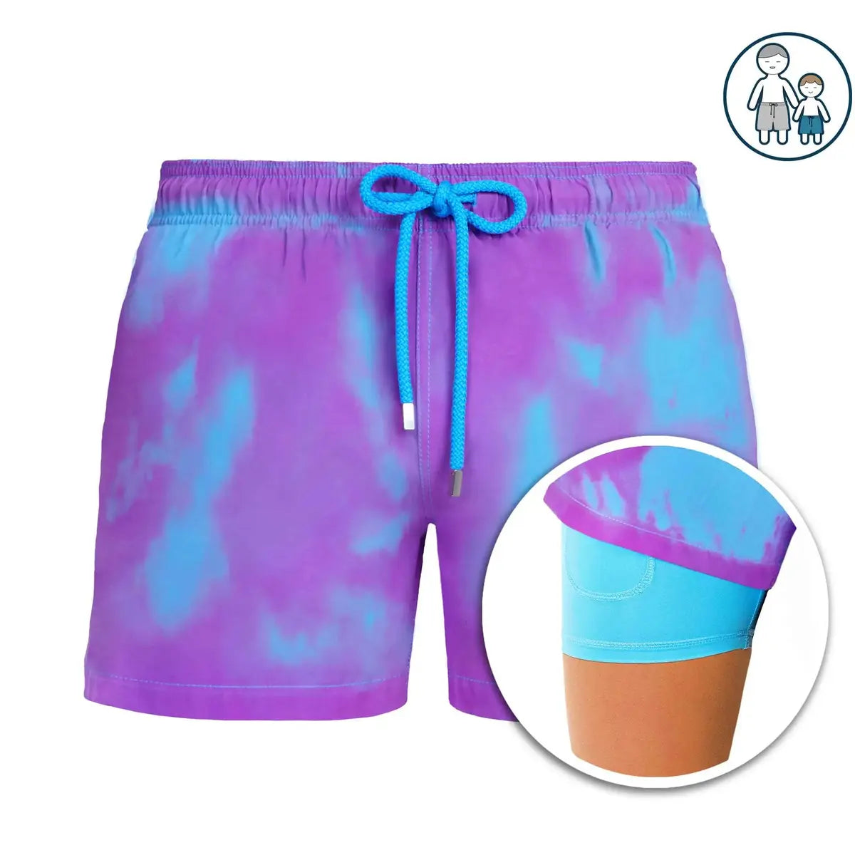 Switch Blue/Purple boys hybrid short, fabric detail