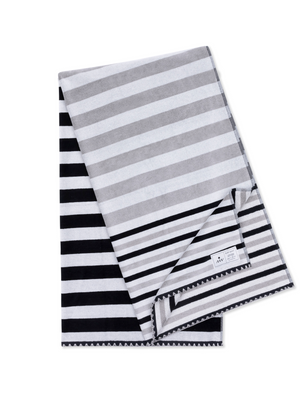 Ruby Mint Thayer black and white stripe cotton beach towel, image 1 of 6