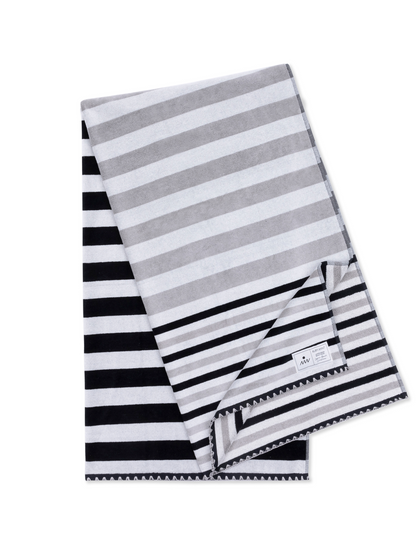 Ruby Mint Thayer black and white stripe cotton beach towel, image 1 of 6