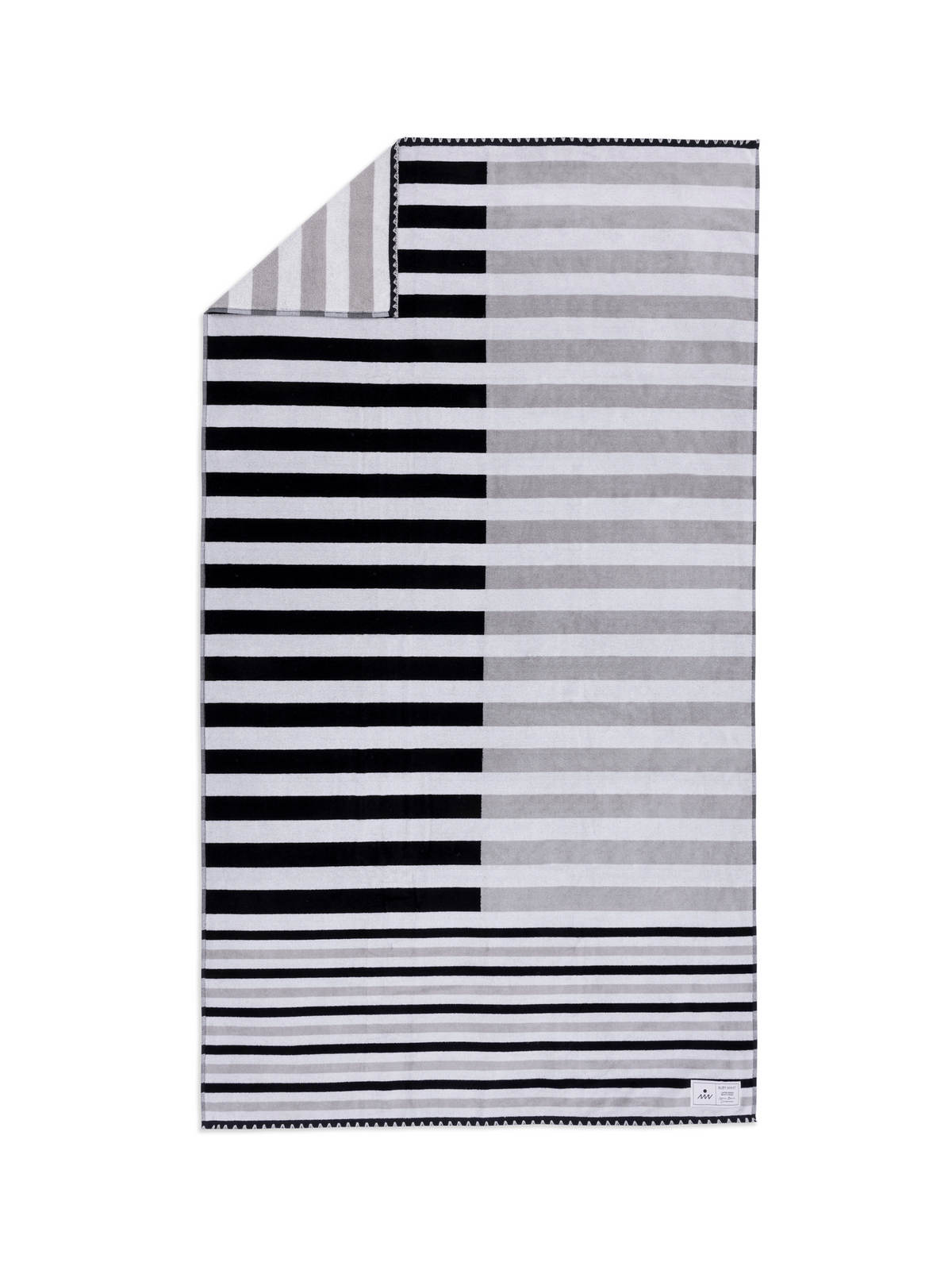 Ruby Mint Thayer black and white stripe cotton beach towel, image 2 of 6