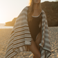 Ruby Mint Thayer black and white stripe cotton beach towel, image 6 of 6
