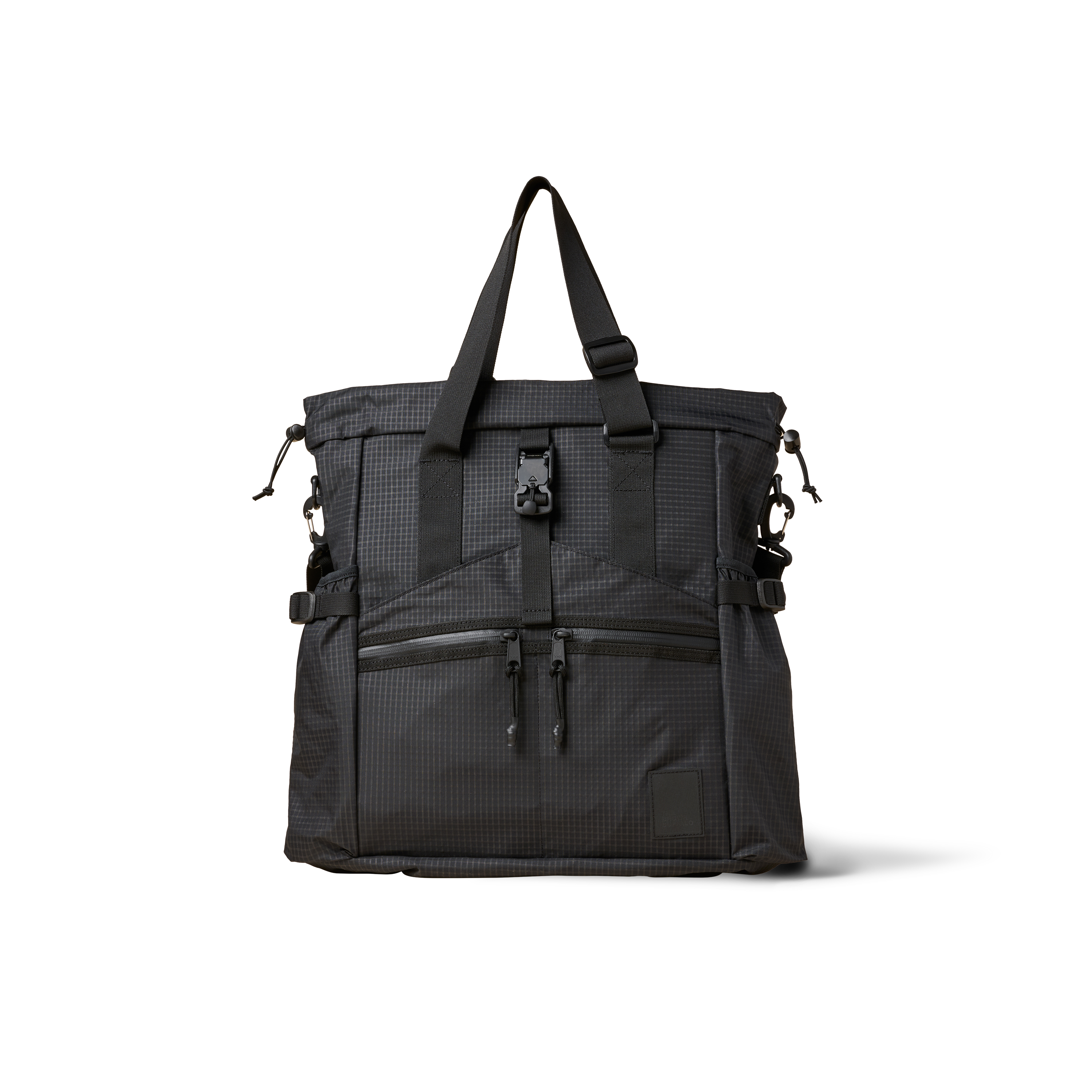 The Brown Buffalo Conceal Tote 20L laptop tote backpack in Black Grid, view 2