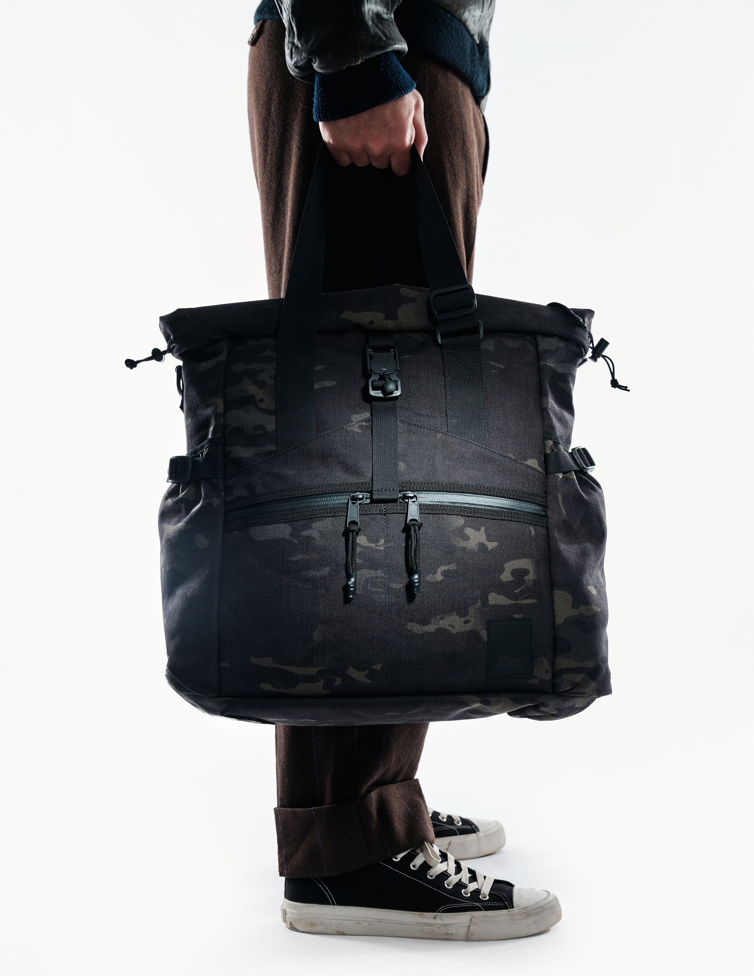 The Brown Buffalo Conceal Tote 20L laptop tote backpack in Black Multicam, view 5