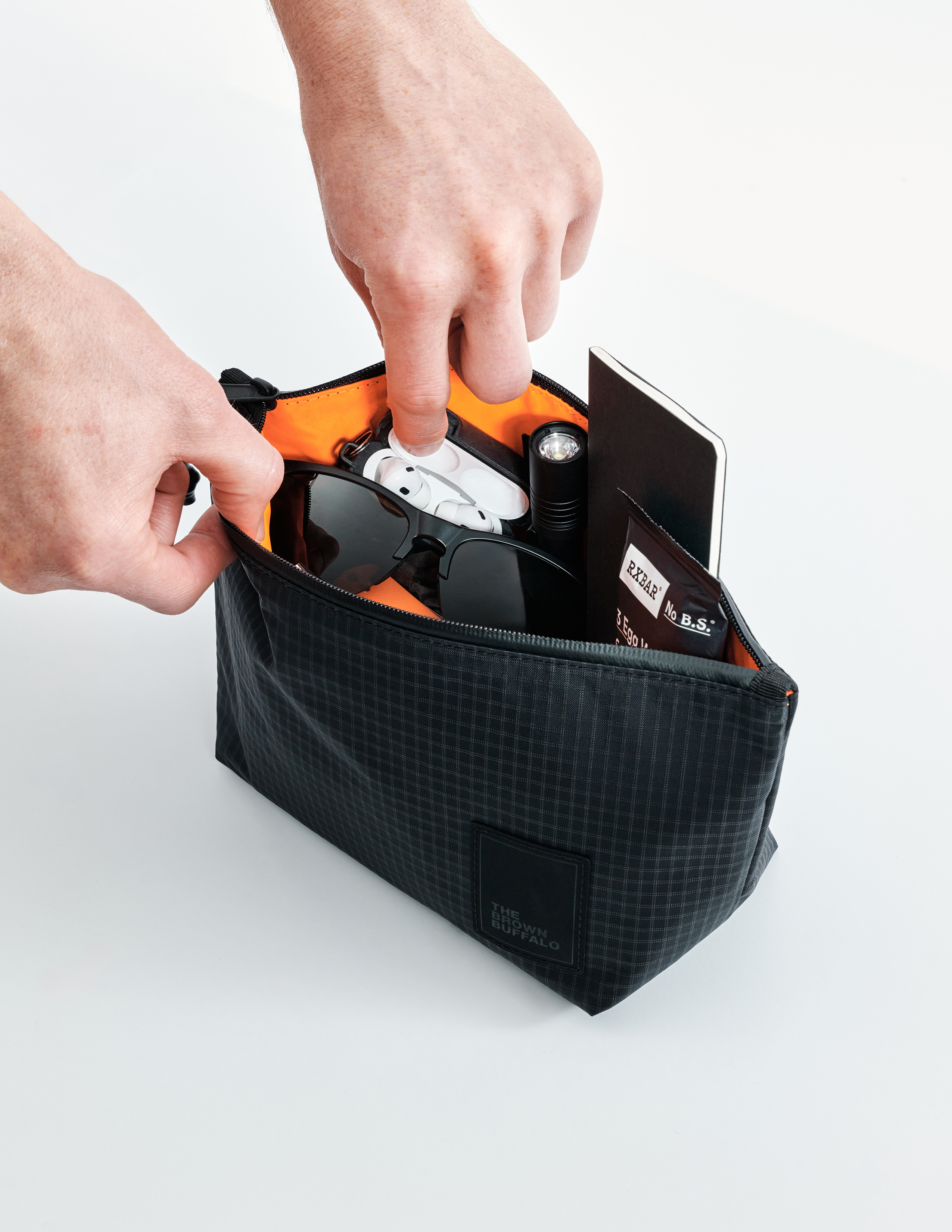 The Brown Buffalo Dopp Kit toiletry bag in Black Grid, view 2