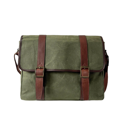Maxwell Classic Waxed Canvas and Leather 16 Inch Laptop Messenger Bag