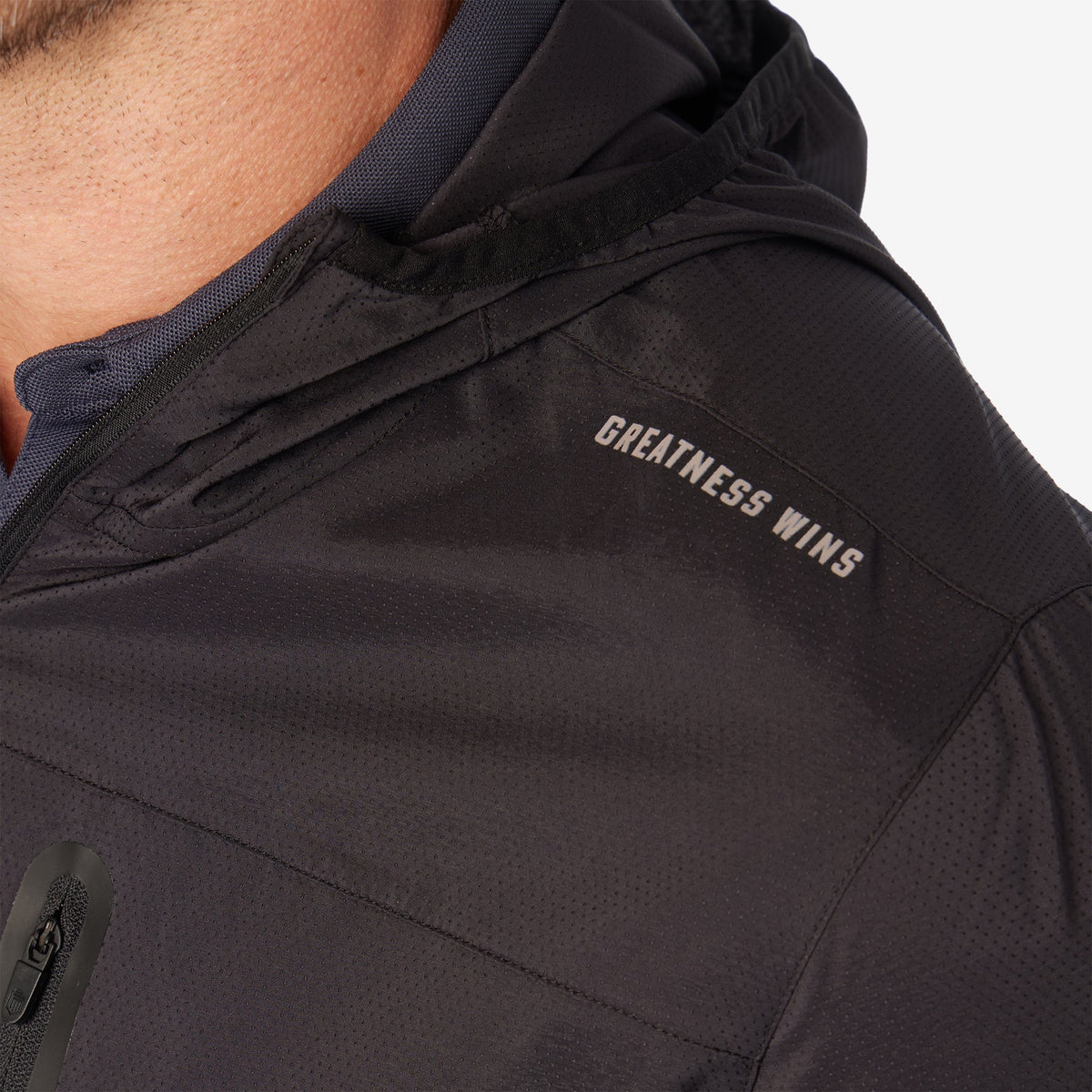 Greatness Wins Windbreaker Jacket in Black, view 3